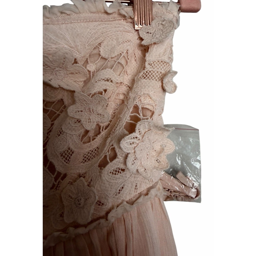 Free People Rosa 3D Floral Embroidered Maxi Dress Peach Women's Size Small - Picture 11 of 16